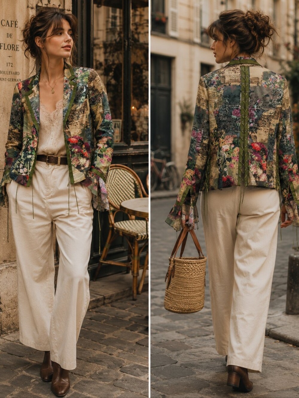 VTG Boho Chic Floral Patchwork Blazer Ephemera Shabby Cottage Goblincore Size 6